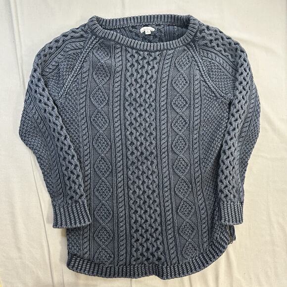 LL Bean Women's Signature Cotton Fisherman Tunic Sweater Large Washed Blue M - Picture 1 of 7